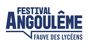 Texte bleu sur fond blanc festival Angoulême 